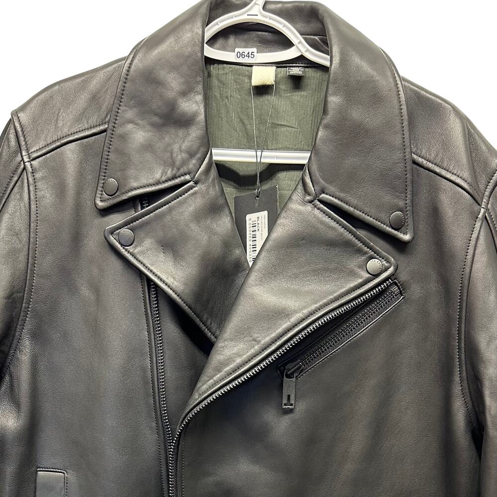 NWT Ted Baker London Men’s Ovine Leather CARVE Biker Jacket Blk Sz XL MSRP $1095